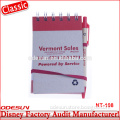 Disney factory audit manufacturer's wholesale cheap pocket notebook with pen holder 15120072